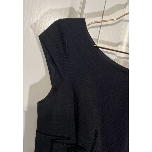 Kay Unger Black Dress 8 Silk Cocktail Party Short Sleeve Textured - Picture 4 of 9